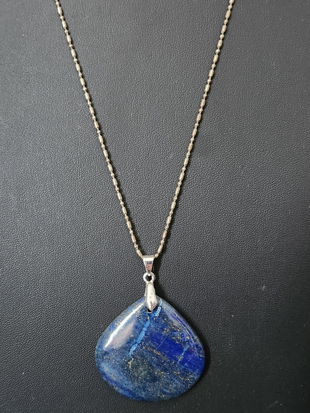 Lapis Lazuli Teardrop Pendant Necklace - Blue - Picture 1 of 7